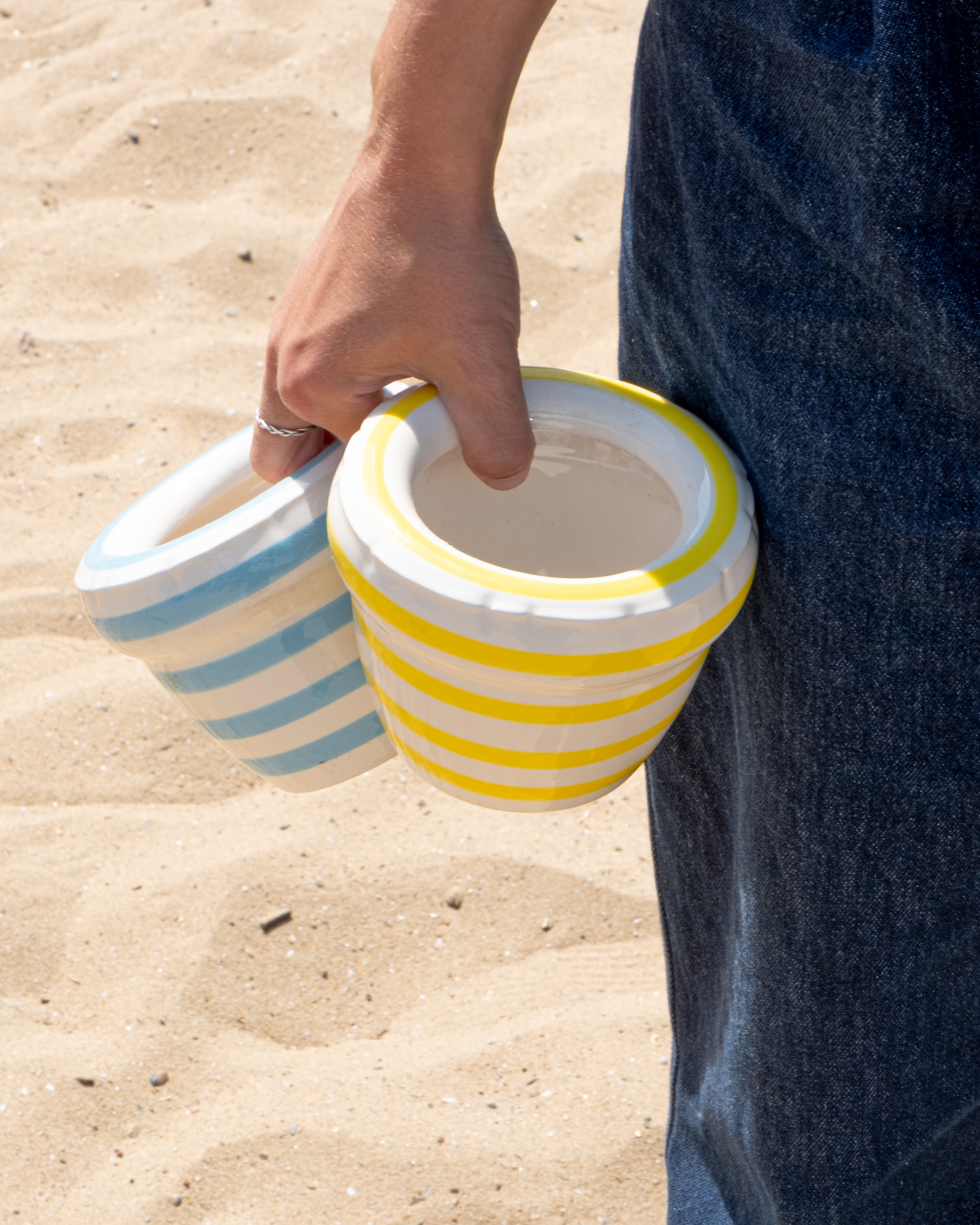 Small Planter 'LOUIS' Stripes - Lemon