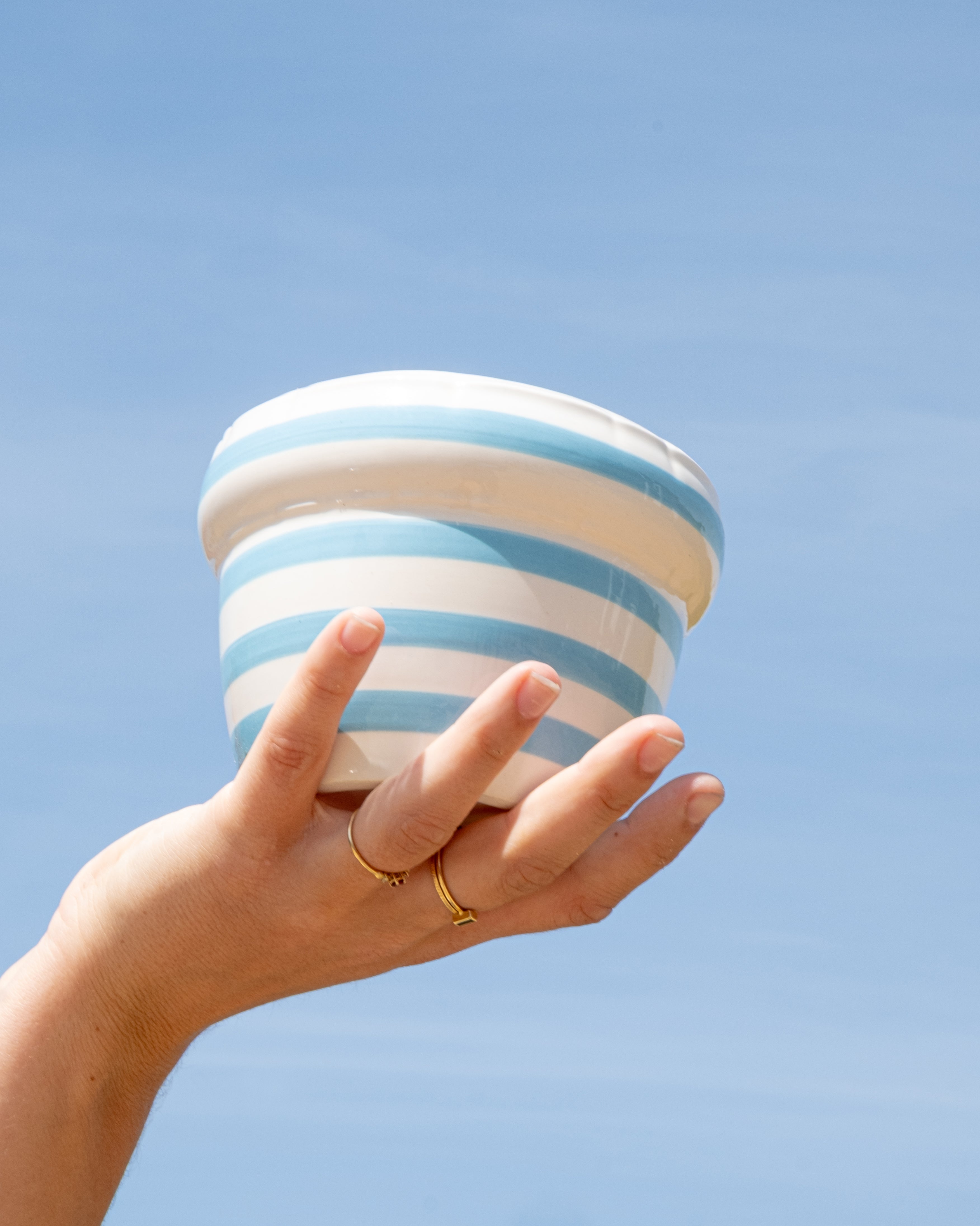 Small Planter 'LOUIS' Stripes - Lemon